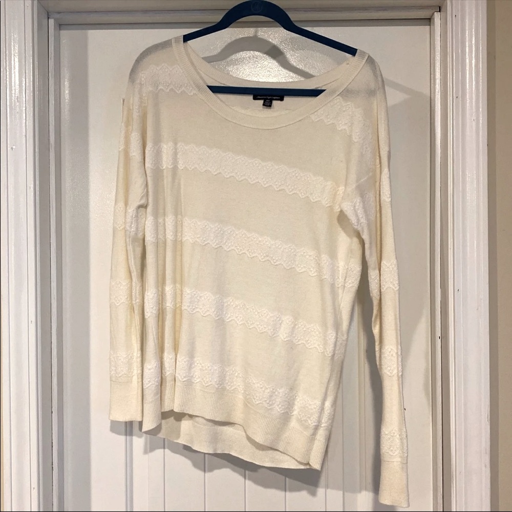 American Eagle Lightweight Lace cream sweater